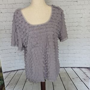 NorthStyle Women’s Tiered Ruffle Knit Top – Lavender Gray – Size Large